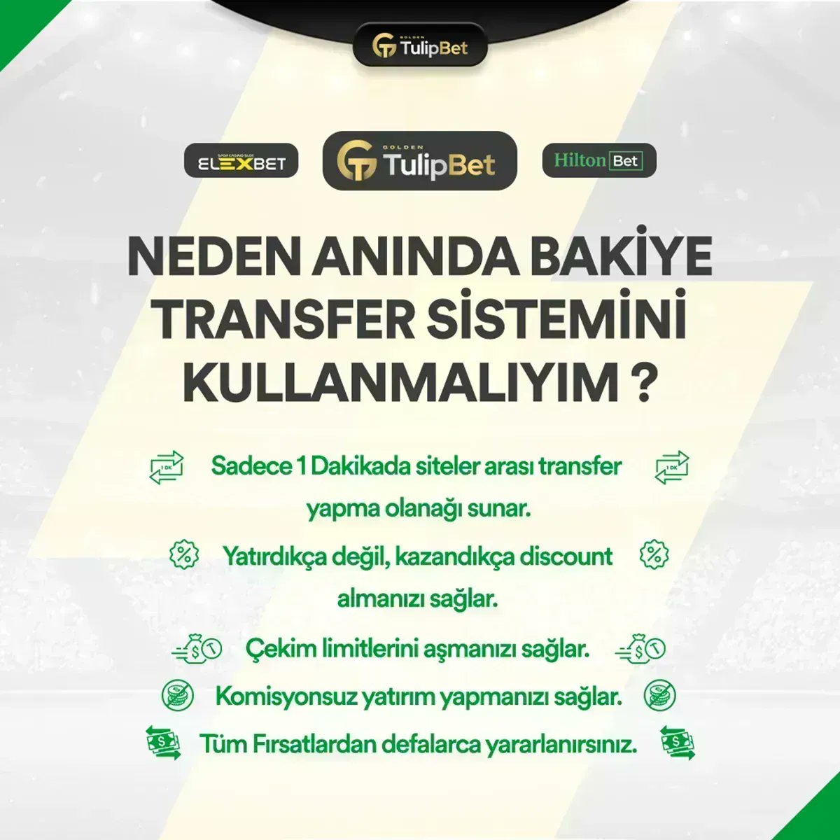 🤝Anında Bakiye Transfer Sistemi ile tanışmanın vakti geldi!

🔰Sadece 1 dakikada siteler arası transfer yapın,
🔰Çekim limitlerini aşın,
🔰Komisyonsuz yatırım yapmanın keyfini çıkarın!

🖇️ bit.ly/3z2J2aL