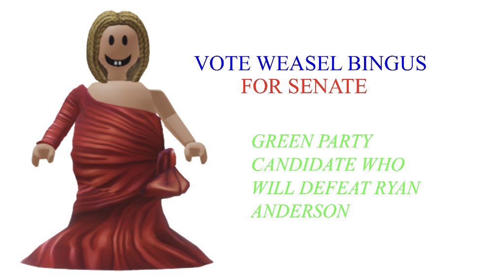 bingus_weasel's tweet photo. today i am announcing ill be running for senate. to defeat ryan anderson for his shame impeachment of jalen west. we will lock him and put him in prison #lockryanup #shameimpeachment #justiceforjalen https://t.co/LLT5edqiPg