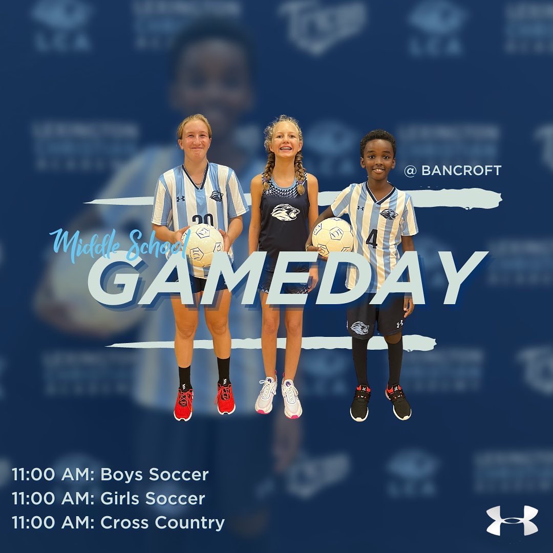 TheLCALIONS's tweet photo. 🦁 ITS GAME DAY LIONS 🦁 
.
All soccer and XC teams head to @bancroftschool1900 to take on the Bulldogs at their Homecoming event. 
.
#onthehunt #prACTice #eil #nepsac #homecoming #soccer #underarmour https://t.co/8Nd41N7Z8K