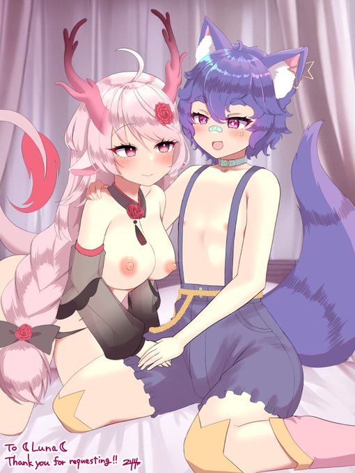 にっしっしさんのコミッション「こんにちは!あなたの作品が好きで、私のVtuberと友達のVtuberのイラストをお願いしたいと思いました。二人のキャラは普段からイチャイチャしてい...」 https://t.co/0IFT68PCIT #Skeb #Commission @skeb_jpより 
ご依頼ありがとうございました!!! 