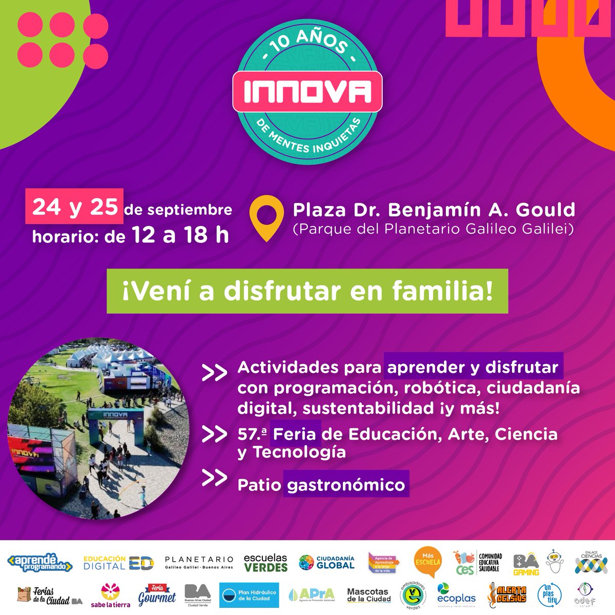 AngieGPizarro's tweet photo. Hoy y mañana #Innova2022 abre al público para que familias y vecinos vengan a disfrutar de todas las propuestas. Además, contaremos con ofertas gastronómicas de las Ferias de la Ciudad.
¡Los esperamos a partir de las 12! https://t.co/Rnb2HIiA7r