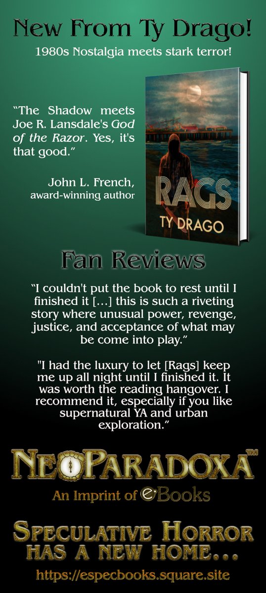 "The book starts out strong and just keeps building from there."

Check out my latest review, as well as this cool new ad for my YA horror novel RAGS! Then...go buy a copy!!!

goodreads.com/en/book/show/6…
