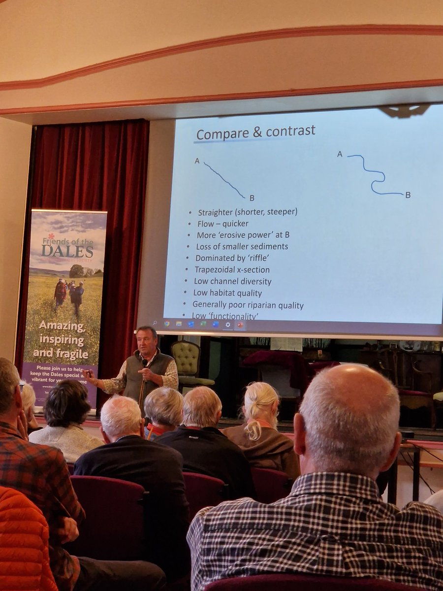 Enjoying a talk by <a href="/ProfJGrey/">Jonathan Grey</a> with <a href="/WildTroutTrust/">The Wild Trout Trust</a> at Friends of the Dales conference on what we can do to restore rivers to help improve biodiversity to support trout throughout their life cycle. Build it and they will come!