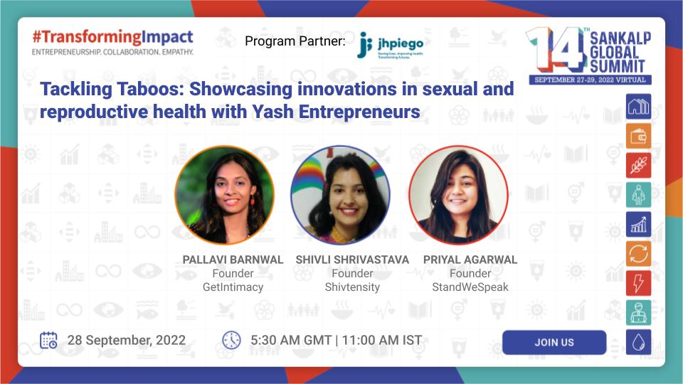 Sexual &amp; reproductive health remains a challenging topic to tackle across India

This session at #SankalpGlobal2022 in partnership with <a href="/Jhpiego/">Jhpiego</a> will showcase entrepreneurs to investors that aim to tackle some of these pressing challenges.

Join us: bit.ly/SGS2022Reg