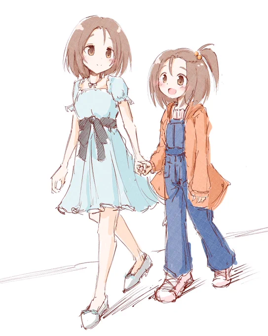 #毎月14日は柳瀬美由紀の日「まってるね···中学生のみゆき」「まっててね···大人のみゆき!」散歩→2人で歩くの思いつく→お別れする時もしかしたらこんな感じで喋ってたのかなぁと思って描いた( ◜ᴗ◝)散歩要素は消えた本当は少しセリフを考えたけど文字数足りなくてやめたん 