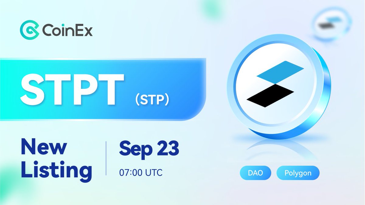 theoneuu's tweet photo. 🚀 New Listing
CoinEx Lists $STPT
@STP_Networks is an ecosystem optimized for #DAOs
✅ Trading Pair: STPT/USDT
✅ Deposit & Withdrawal: 7AM UTC 23rd Sep
✅ Trading: 10AM UTC 23rd Sep
Learn more 👉 https://t.co/hF4T7dCEb3
#CoinEx #STPT #STPNetwork #DAO #Polygon #TokenListing https://t.co/pytBdpOQ7I