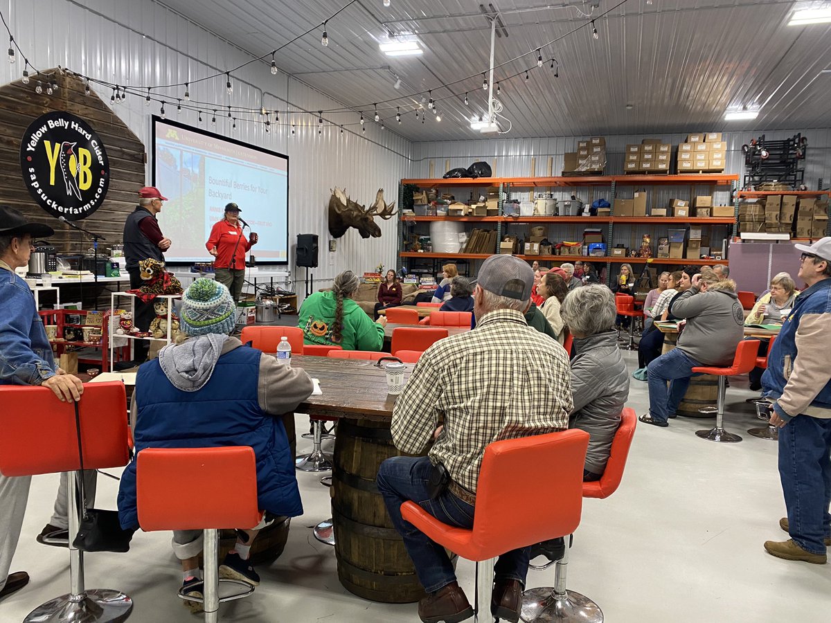 What better thing to do on a rainy morning than to attend the Berry Growing and Preserving workshop. <a href="/UMNExt/">U of MN Extension</a> educator <a href="/MNFruitLady/">Annie Klodd</a> Annie Klodd speaking about raspberries, strawberries and stone fruits like tart cherries. Thank you <a href="/SapsuckerFarms/">Yellow Belly</a> for hosting over 75 participants!