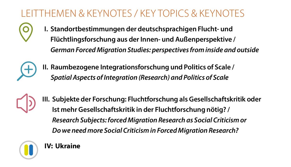 Fluchtforschung's tweet photo. #NWFF2022 has 4 key topics!

#ForcedMigrationStudies Germany: Inside &amp; Outside Perspectives
#SpatialAspects of #IntegrationStudies &amp; #PoliticsofScale
#ResearchSubjects: Forced Migration Studies as #SocialCriticism 
#Ukraine

@Fluchtforschung @TUChemnitz @FFVT_Project https://t.co/mHocYBA60u