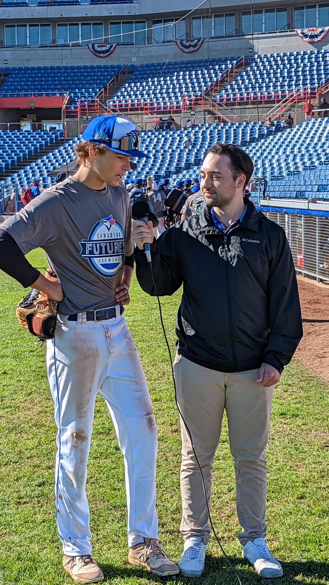 JNeginShecter's tweet photo. RF Calvin Warrillow (Toronto) of Team Grey earns Player of the Game honours for the final ballgame of the Showcase. The Torontonian earning the privilege and putting himself on evaluators radars with two hits, including a double.
#TBJFutures #CDNBaseball #BlueJays https://t.co/hfRl6RCM5d