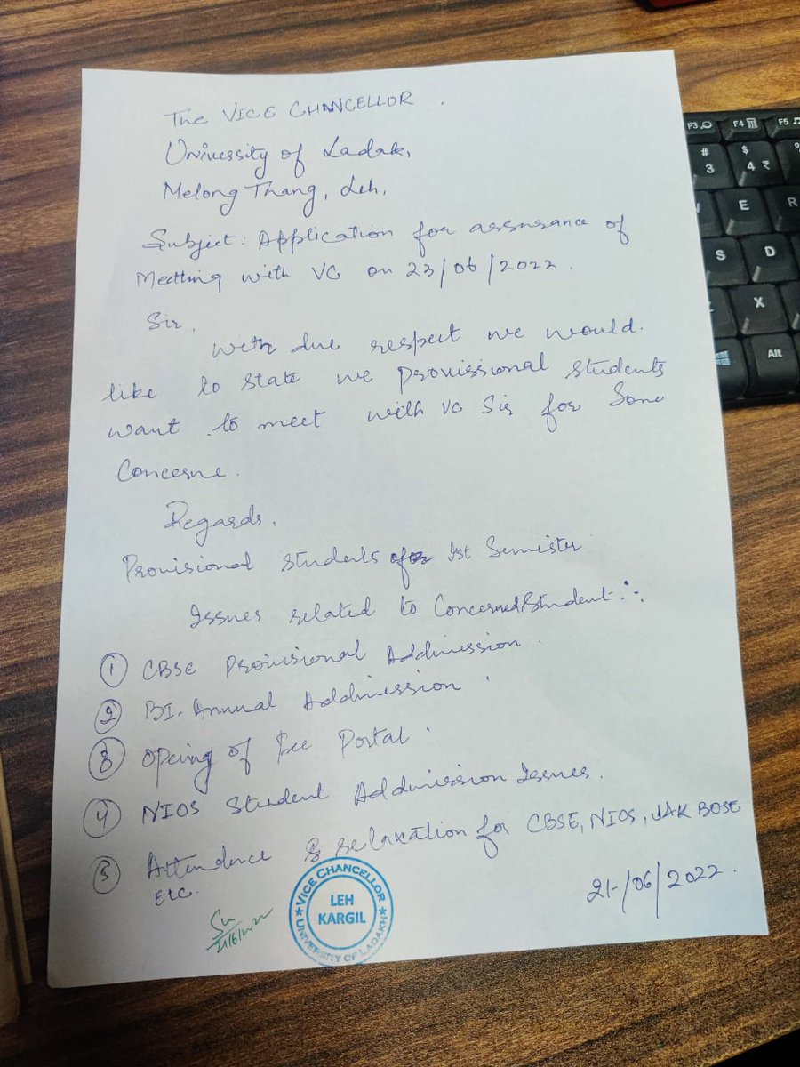 PadmaStanzin29's tweet photo. Promises given 2 Bi Annual students @ejmcleh #Ladakhuniversity by VC is not fulfilled.
Student have given Provisional Admission n they r going 2 college regular since admission bt the VC have clearly said that they will not get the admission .Why?? 
Chief Coordinator
@LEAFLadakh https://t.co/dz2TJdY7Ho