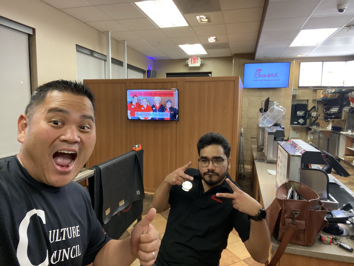 Thanks Steve for helping me get our new menu board installed last night! #grateful #lovemyteam #cfasouthroads #thelittlethings