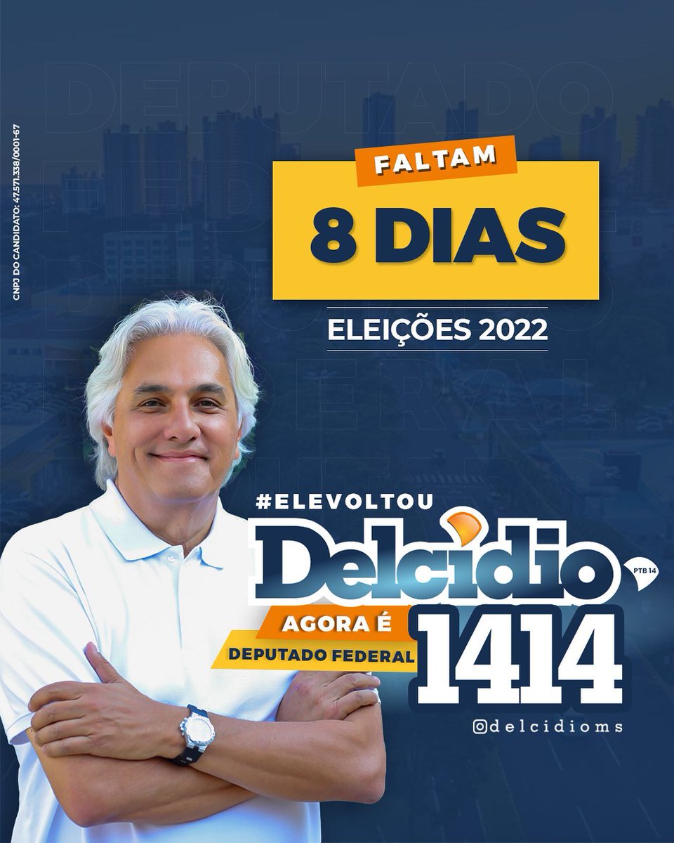 delcidioms's tweet photo. Em 8 dias podemos fazer a diferença pelo nosso Mato Grosso do Sul. Conto com vocês para prosperarmos o nosso estado e o nosso povo. 
Para deputado federal, vote 1414!
#deputadofederal #ptbms #elevoltou #desenvolvimento #matogrossodosul https://t.co/aH9s0fxAYn