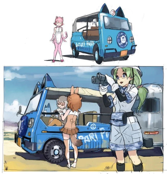 けものフレンズ3三周年ということで以前描いたバモスのラフに大慌てで色塗りました! #けもフレ3 #けもフレ3は3周年 