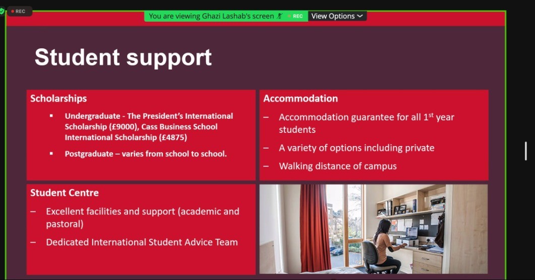 AUCCareerCenter's tweet photo. "Our university is very diverse with students with 160 nationalities! There are many scholarships offered but they vary from one school to another depending on your chosen degree," Ghazi Lashab, International Officer, City, @LondonU #igsf https://t.co/4L216xT1am