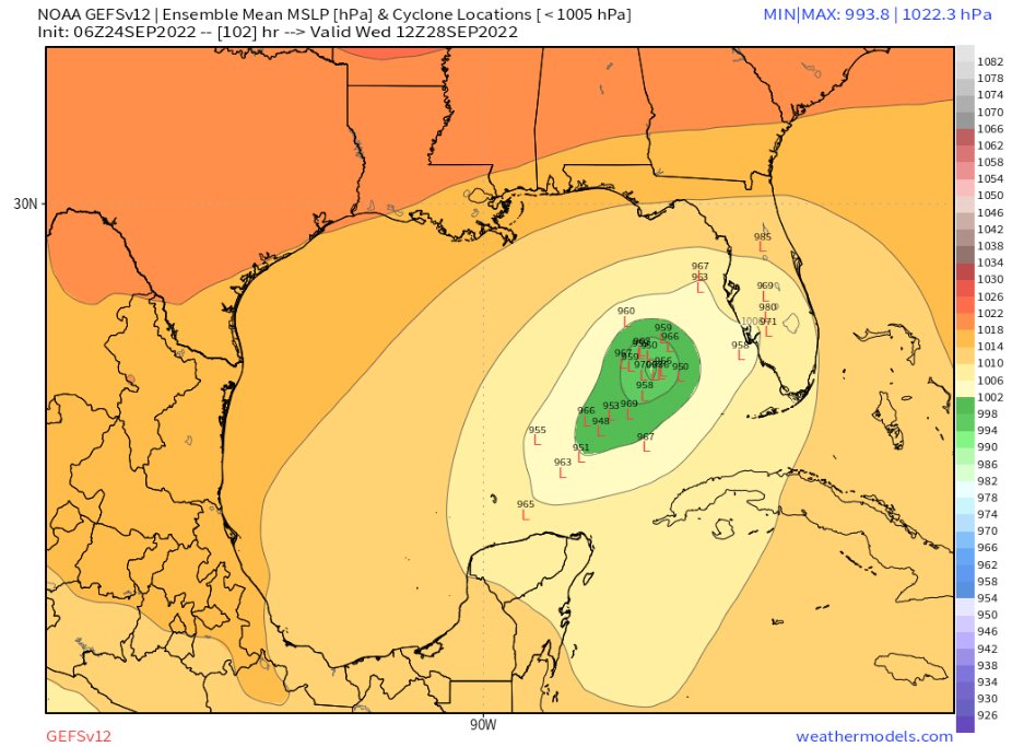 JimCantore's tweet photo. In addition to the aforementioned, there are major differences in eastern trough position beyond Sunday.  What #ian is, and where it is, will only be further exacerbated by this.  ALL these factors are huge players in where Ian will eventually wind up.  Strap in for a wild ride! https://t.co/Jbr1ptC6Ri