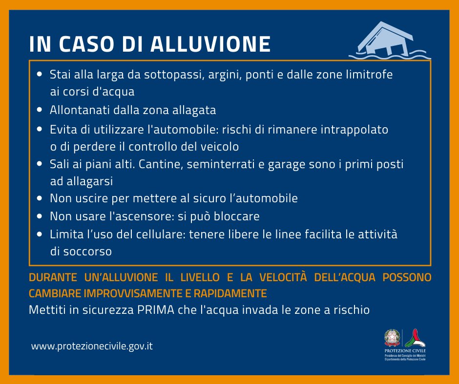 ⚠️ Allerta per #maltempo ⚠️#24settembre 
Evita imprudenze ❌ Scopri cosa fare 👇