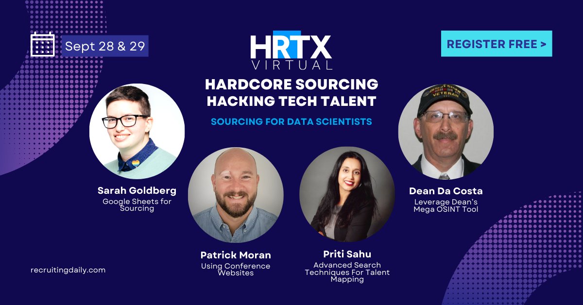 FOMO is real 

🦄 Hacks for finding Data Scientists, Cloud Infrastructure Engs &amp; Blockchain Devs with <a href="/MathewErin/">Erin Mathew</a> <a href="/LevyRecruits/">𝚂𝚝𝚎𝚟𝚎 ( ͡° ͜ʖ ͡°)</a> <a href="/aaronlintz/">Aaron Lintz</a> <a href="/Shi3ldMaid3n/">Carrie Collier</a> <a href="/Deandacosta/">Dean Da Costa</a> &amp; more!

Registration is FREE and you'll get the videos afterwards: rdaily.co/3LFlDlF

#recruitingtwitter