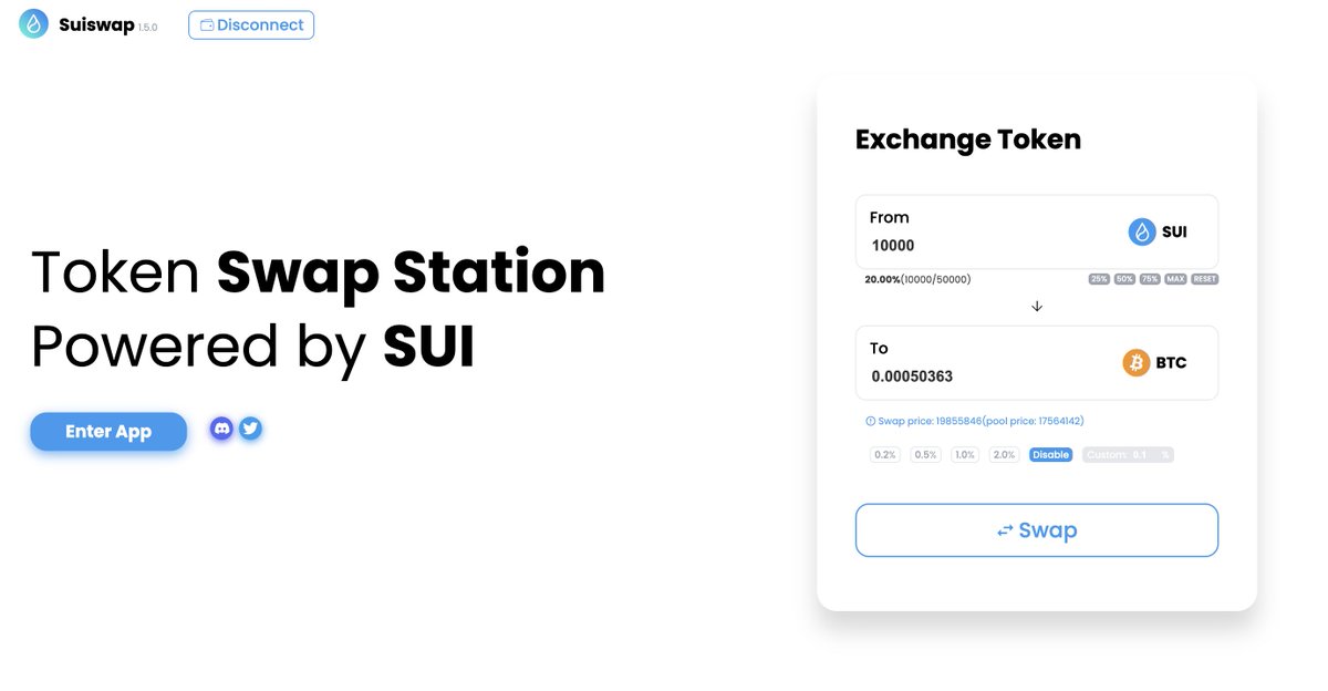Suiswap 1.6.0 COMES !! ⚡POWER UP! . @suiet_wallet wallet comes to Suiswap now. . More tokens are added. Take a n(sw)ap !! @Mysten_Labs @SuiEcosystems @suiet_wallet @Mysten_Labs #Sui #Suiecosystem