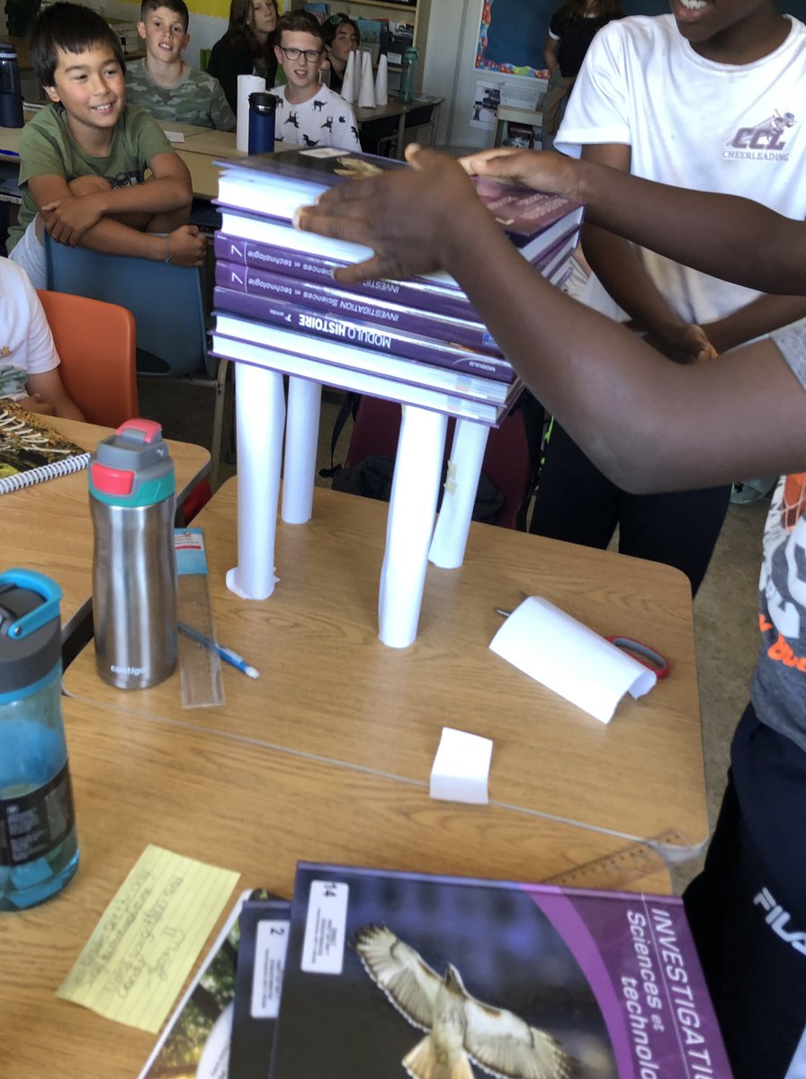 DelaurierMr's tweet photo. Who said getting to know one another and collaborating can’t be fun with a little competition. La 6e et 7e ont eu du plaisir à se connaître pendant nos activity de STIM #STEMbuilding https://t.co/PugM76tzIj