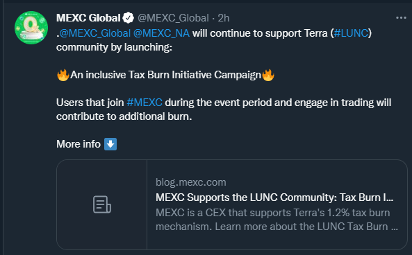 CryptoAnu_'s tweet photo. All Exchanges should support the #LuncBurn Initiatíve 💯

#LUNC #LUNCBURN #LUNCARMY #LUNACLASSIC $LUNC #LUNCCOMMUNITY https://t.co/WOOY48VLf2
