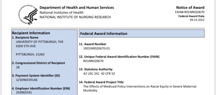 I’m thrilled to share #MarianJarlenski and I received an R01 from <a href="/NINR/">NINR</a> evaluating 3 #Medicaid policies in #PA: 2 focused on improving maternal&amp; infant health for Black people &amp; 1 on doula coverage. Our team includes <a href="/HealthyStartPgh/">Healthy Start, Inc.</a> #PADoulaCommission <a href="/MCC_Home/">Maternity Care Coalition</a> 1/
