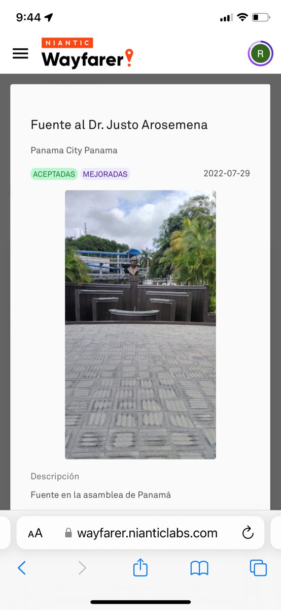 Razpinz's tweet photo. @NianticWayfarer Para mi esta fuente es la más cultural y nacional de mis propuestas, mi favorita! una fuente  en homenaje al a un gran personaje histórico de mi país.
#WayfarerChallengePart1
#social https://t.co/9r3D8Rm1da