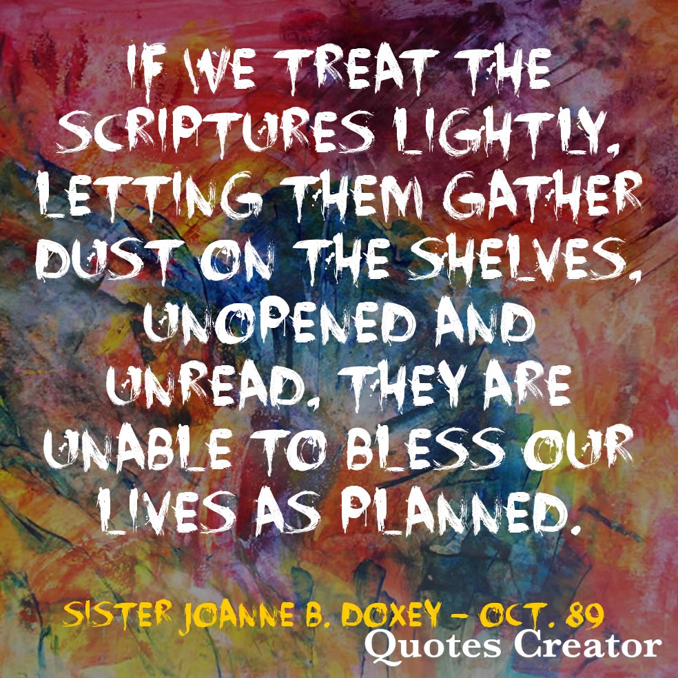BabyBackSaint's tweet photo. Search the scriptures! #LatterDaySaint #OnAJourney #TwitterStake #GeneralConference #GenConf #Oct89 #SisterDoxey #Scriptures https://t.co/vJdgrrS56j