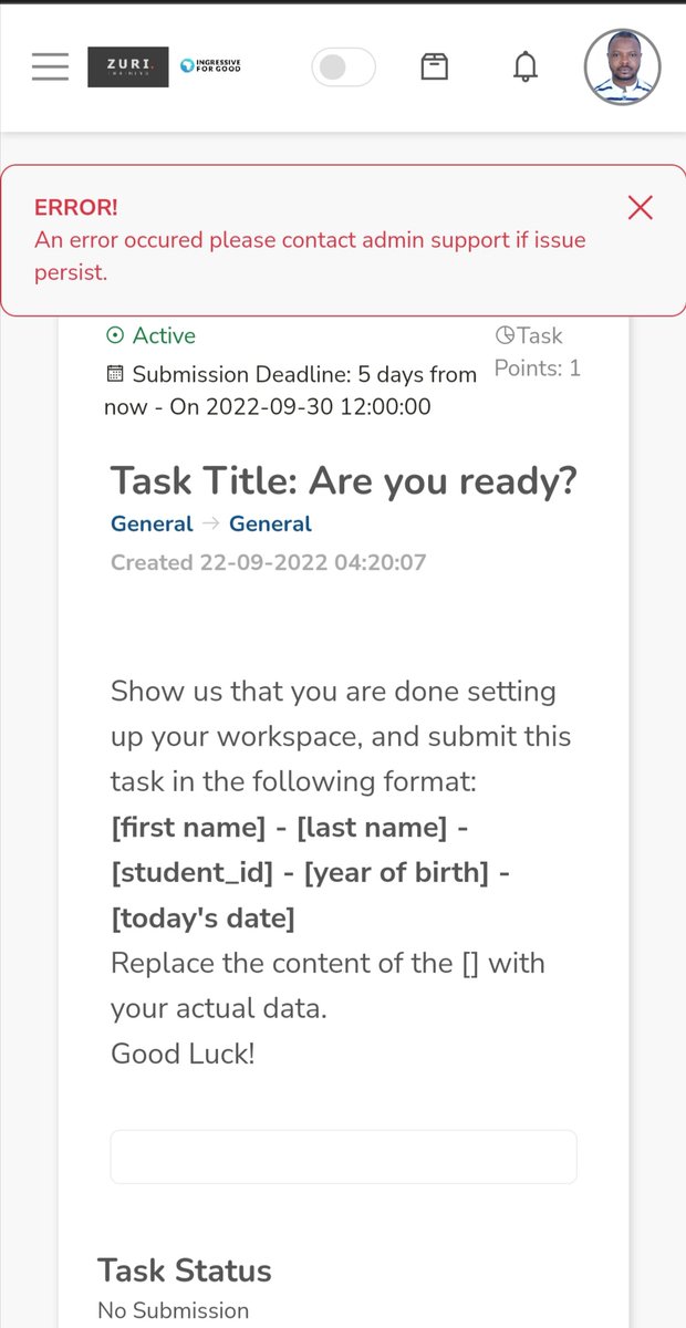MaxwellEdema's tweet photo. @theZuriTeam
Trying to submit my tasks answer and it keeps showing error. Tried getting help from discussion but it's displaying "page not found" https://t.co/2Jxlo9Feub