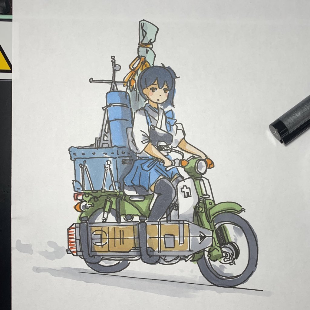 加賀(艦隊これくしょん) 「おバイク 」|ひじからのイラスト