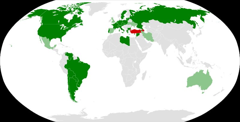 KOMMYHICT's tweet photo. Map of recognition of the Armenian Genocide in 1915.

Only Turkey and Azerbaijan deny this genocide. https://t.co/nKGdendYQ2
