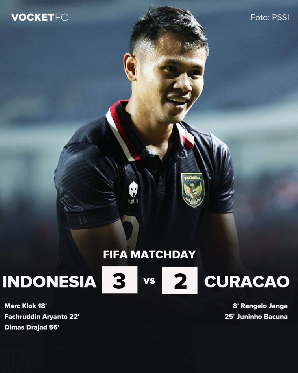 vocketfcID's tweet photo. Timnas Indonesia sukses mengalahkan peringkat 84 FIFA, Curacao! 😍👏

Gimana komentar kalian dengan permainan Garuda? 🔥 https://t.co/fEM7KNNLst