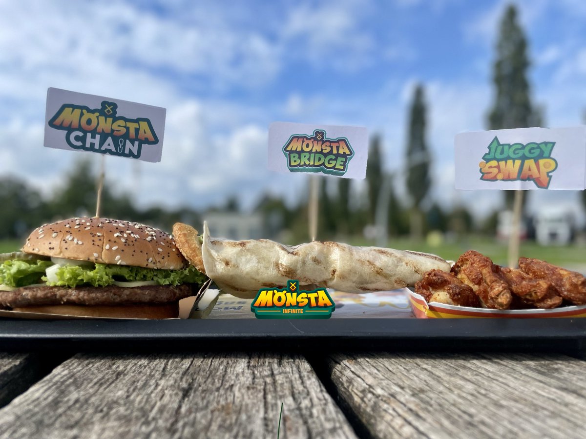TMHBCEO's tweet photo. Something from Monsta Infinite Menu 😁

Monsta Chain 🍔 
Monsta Bridge Chicken-Wrap 
Juggy Swap Chicken Nuggets 
#GoMonsta #MonstaArmy #MonstaTapWar #MonstaChain https://t.co/RsericmEkD