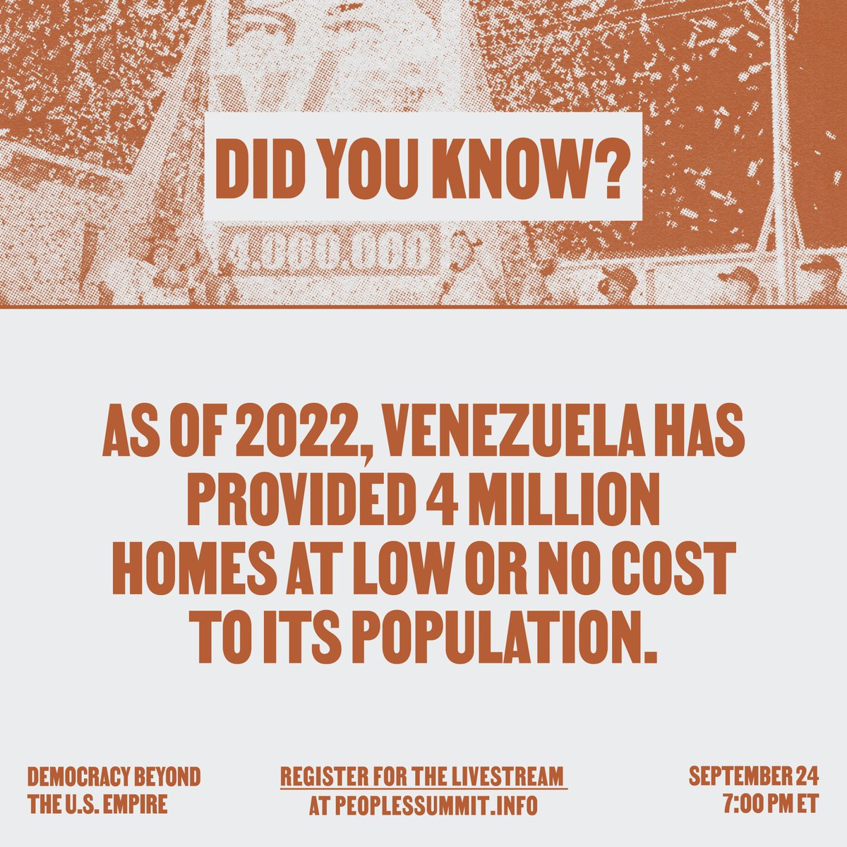 This year, the Great Housing Mission of Venezuela (GMVV), launched by Commander Hugo Chávez in 2011, has reached a milestone of providing over 4 million homes to its people. By contrast, U.S. has evicted over 1 million people since March 2020 with over 8,000 last week alone.
