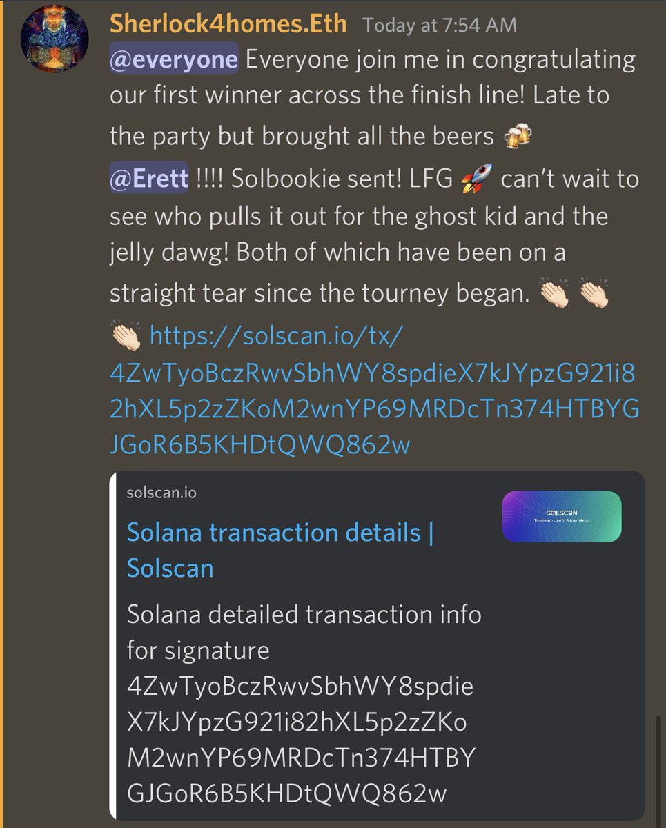 SheerLucknft's tweet photo. Not sure if this path is lazy or 🧠 yet 😂 but HUGE congrats to the first person to win our 🪜 match tournament! First prize was a @SolBookieNFT NFT! Next to win will be enjoying a @GhostKidDAO and third, a @JellyeSportsNFT Jelly Dawg 🐶 much love to the fam. Stay lucky 🍀 😉 https://t.co/ATJcuBRWbw