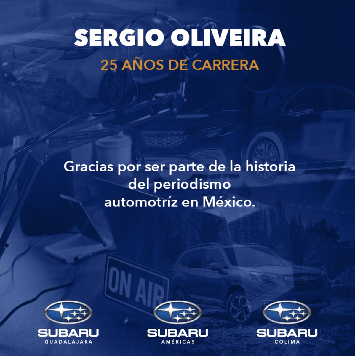 ColimaSubaru's tweet photo. @Sergio Oliveira Muchas Felicidades y gracias por ser parte de la historia del periodismo automotriz en México. 
#sergiooliveira #periodismo #subaru #subarugdl #subaruamericas #subarucolima https://t.co/j8ftCuN3v1