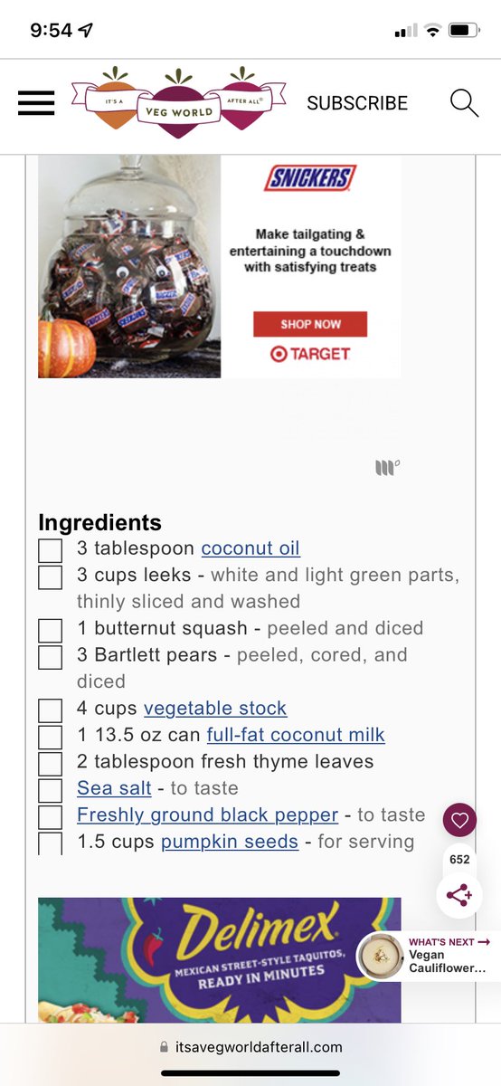 The ads I’m currently getting served on my blog while making this squash soup: snickers and taquitos. It’s all about #balance, right? 😂