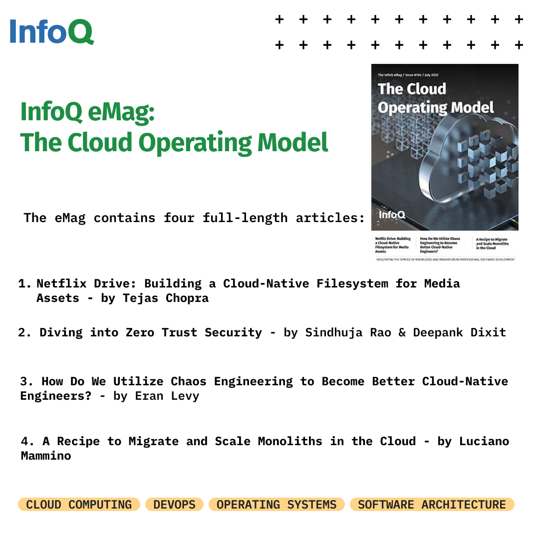 InfoQ's tweet image. #FreeDownload - Get an introduction to the #CloudOperatingModel & learn how to avoid critical pitfalls!
Enjoy this edition of the #InfoQ #eMag: bit.ly/3AG6tZx
#CloudComputing #DevOps #OperatingSystems #SoftwareDevelopment #SoftwareArchitecture