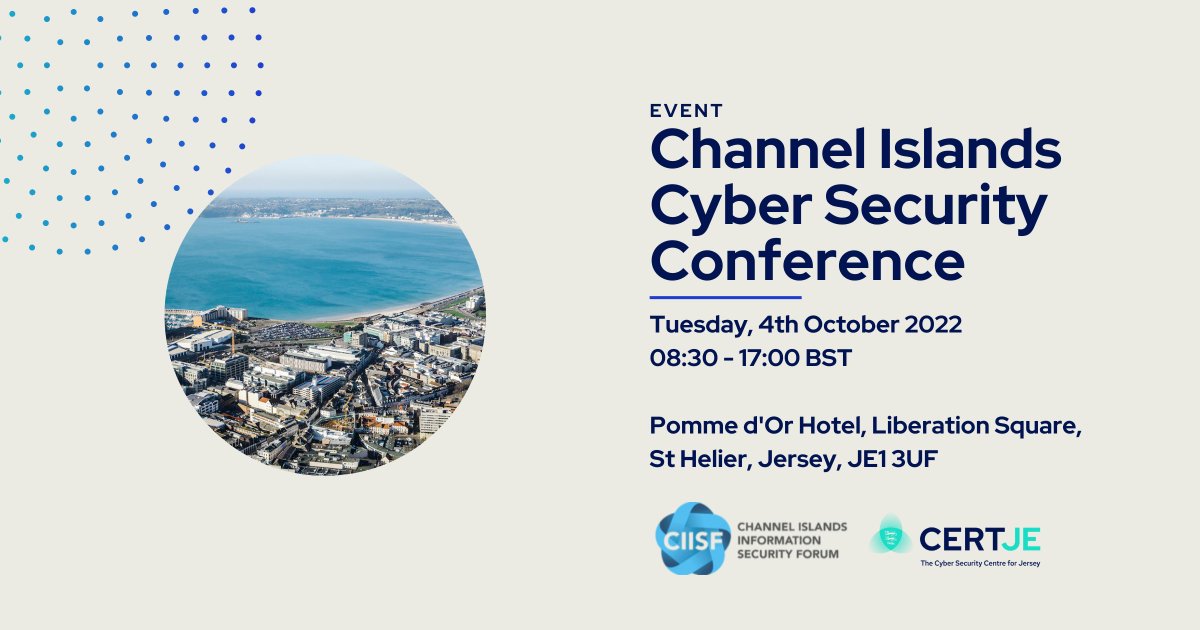 The Channel Islands Cyber Security Conference kicks off our exciting cyber security awareness month this October with local experts and renowned off-island keynote speakers.

Sign up here: eventbrite.co.uk/e/channel-isla…

#CSAM2022 #CSAMJersey #JerseyCI #CyberSecurity #CERTJersey