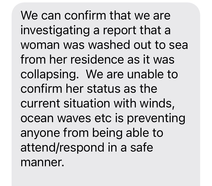 WreckhousePress's tweet photo. The RCMP is investigating the report of someone washed out to sea in #PortauxBasques #Newfoundland Here is the response. #hurricanFiona #nlwx https://t.co/Svu7YJSxq9
