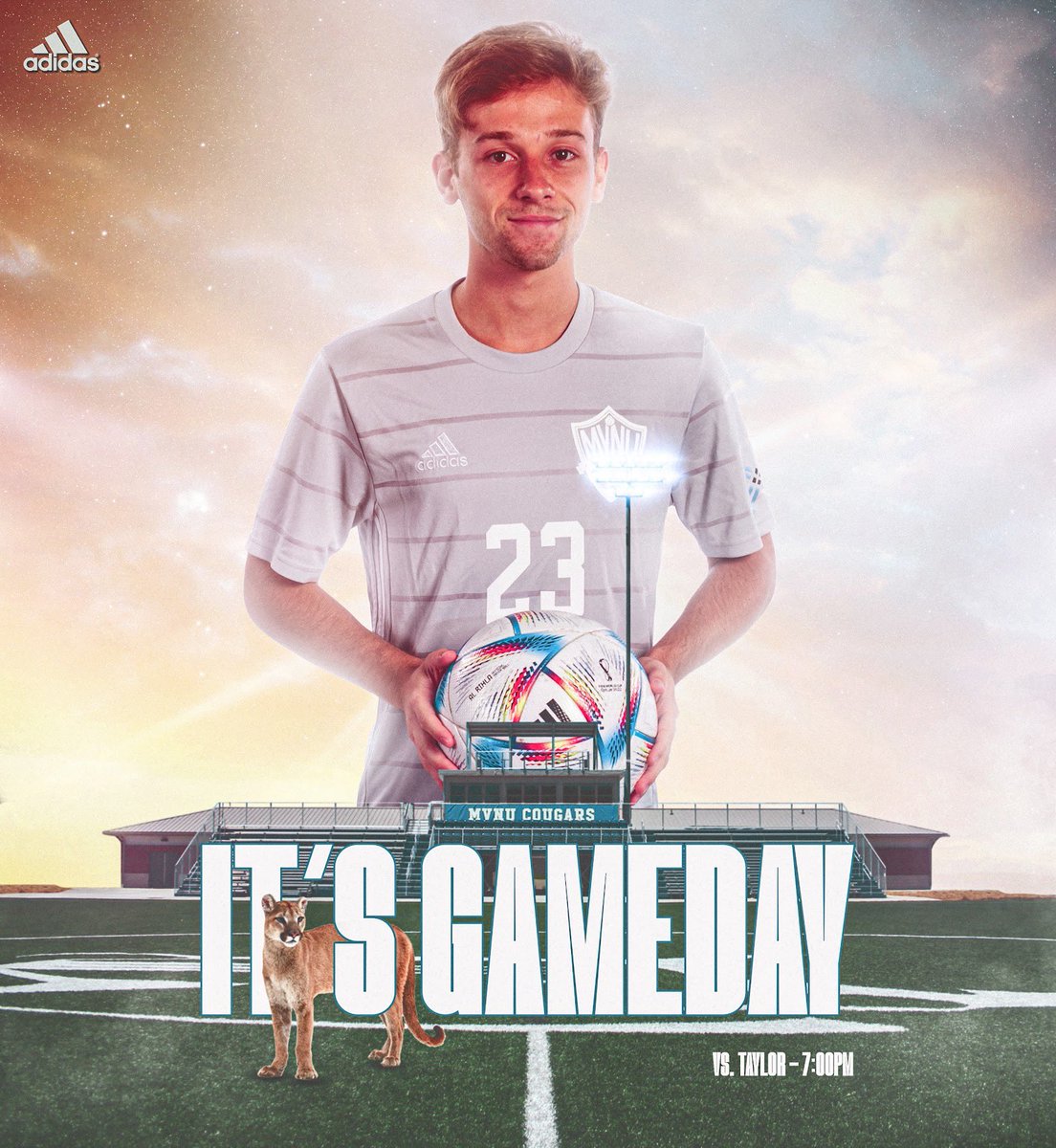MVNU_Cougars's tweet photo. Gameday at CH4 Stadium! @mvnuMS begins Crossroads League play against Taylor University at 7:00pm!

📺 https://t.co/56mdWwCsLa https://t.co/Fu4D9QtpSd