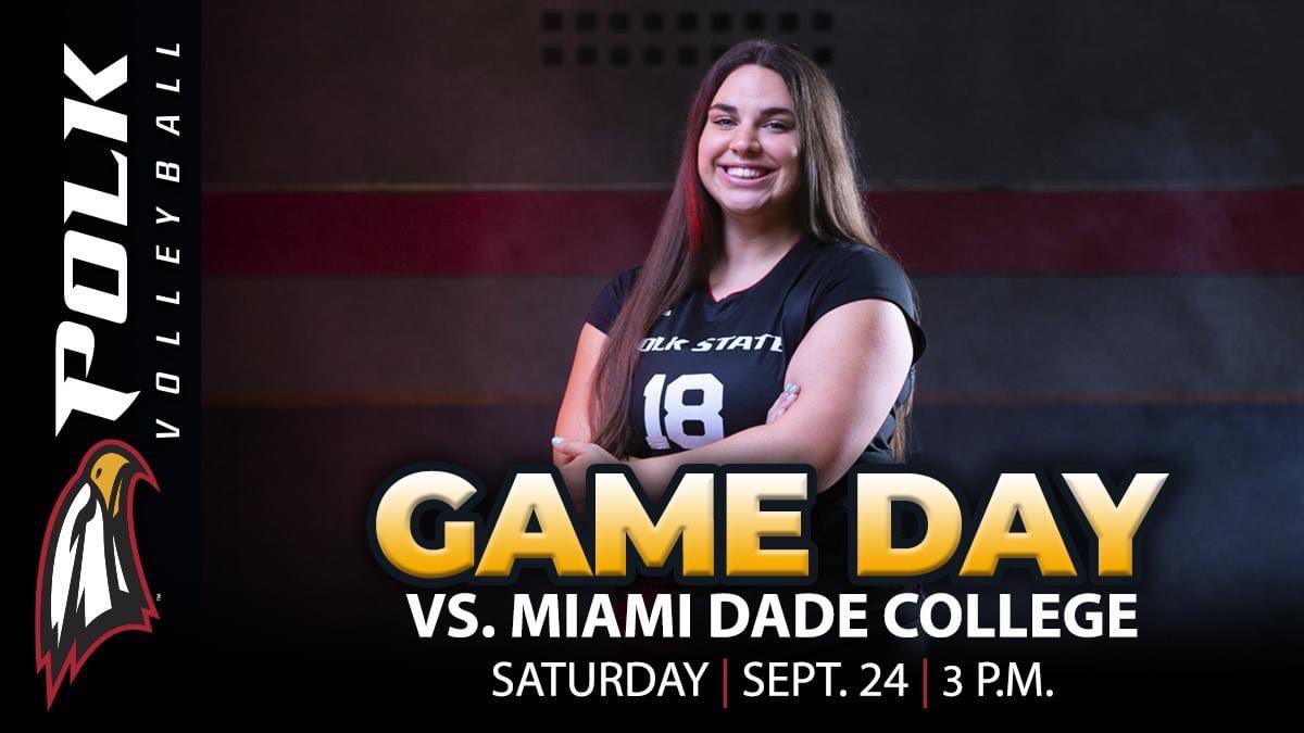 Polk_Athletics's tweet photo. Polk State Volleyball will try to knock off another highly ranked opponent this afternoon as Miami Dade College comes to town.

Come out and support your Eagles!

🆚: No. 5 Miami Dade
⏰: 3 p.m.
📍: Winter Haven, Fla.
📺: https://t.co/xaGgXaopJN https://t.co/tUwiLIrXUI