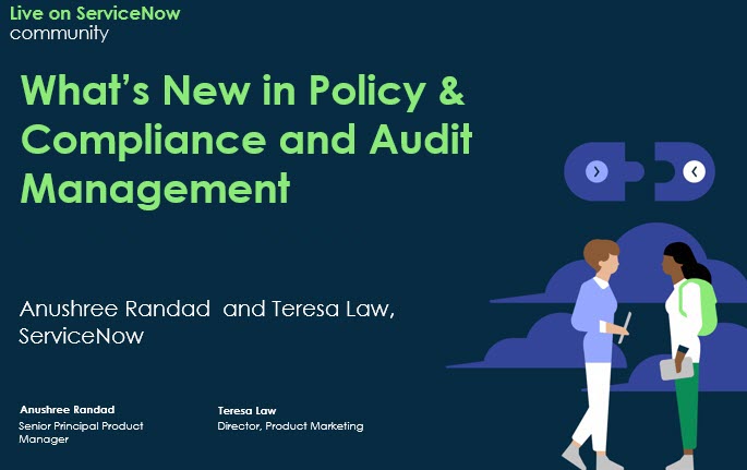 ScottFerguson77's tweet photo. If you didn't get a chance to join our live session where we walked through #ServiceNow Policy and Compliance you can catch us on-demand. #IRM #GRC https://t.co/eUztbdR6b4 https://t.co/iZOtLgWMj6