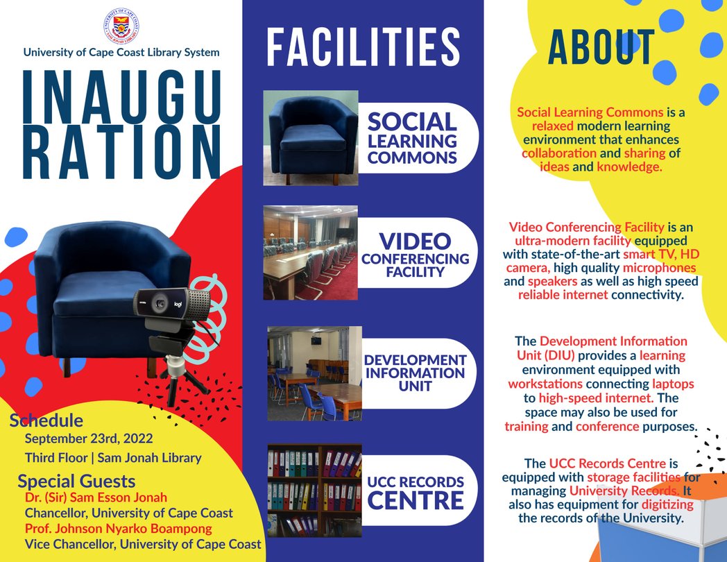 choicism's tweet photo. 📌📌 University of Cape Coast Library System (UCCLS) inauguration of some new facilities in the Sam Jonah Library comes off today at 1:00 pm. 📌📌

#ucc #ucc@60 #choicism #samjonahlibrary https://t.co/OasOJG1uN9