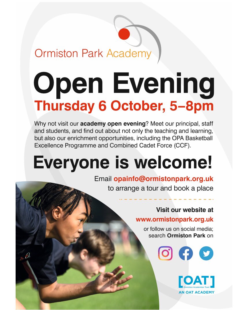 Come along and meet our staff and students! #chooseopa #ormistonpark