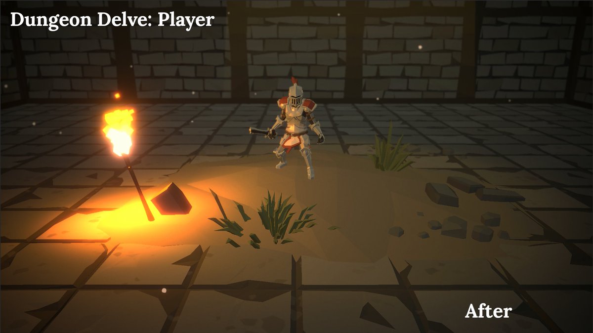 aQuirkyTurtle's tweet photo. Been working on improving the materials, lighting and post processing in my #DungeonDelveGame. Other areas of development have been slow, but I think this is a real big step forward. What do you think? 
#indiegames #gamedev #indiedev #gaming #unity3d #madewithunity #solodev https://t.co/nwMHXi1RRD