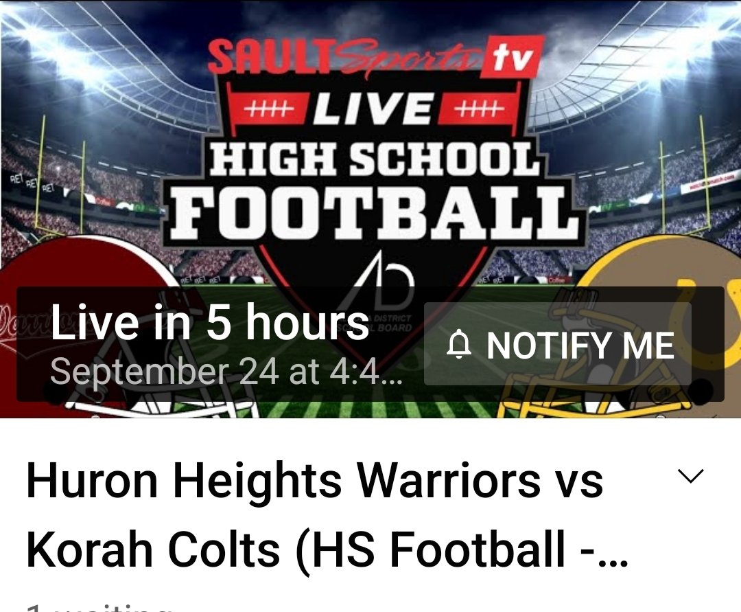 Anyone looking for some high school action checkout #CFC50 1st ranked @warriors_fbc take on #CFC50 14th ranked @football_korah in the Soo! 