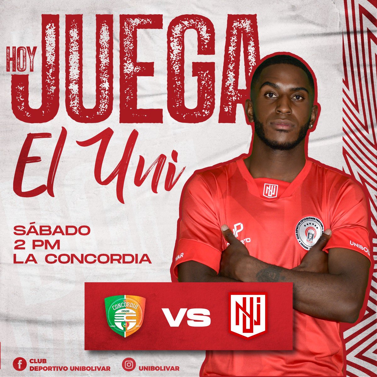 unibolivar's tweet photo. ⚽️ ¡𝐇𝐎𝐘 𝐉𝐔𝐄𝐆𝐀 𝐄𝐋 𝐔𝐍𝐈! 💪🏼🔴
‼️La Concordia nos recibe‼️
🤝🏼 16AVOS DE FINAL - IDA
🆚 Concordia SC
📍#LaConcordia
🏟️ Estadio Jorge Chiriboga
⌚️ 2 pm
#ElUni
#ElUni2022 💪🏼🔴
#AscensoEcuador
#SegundaCategoria
#RumboASerieB
#FederacionEcuatorianaDeFutbol https://t.co/IC6DZVEJ0Q
