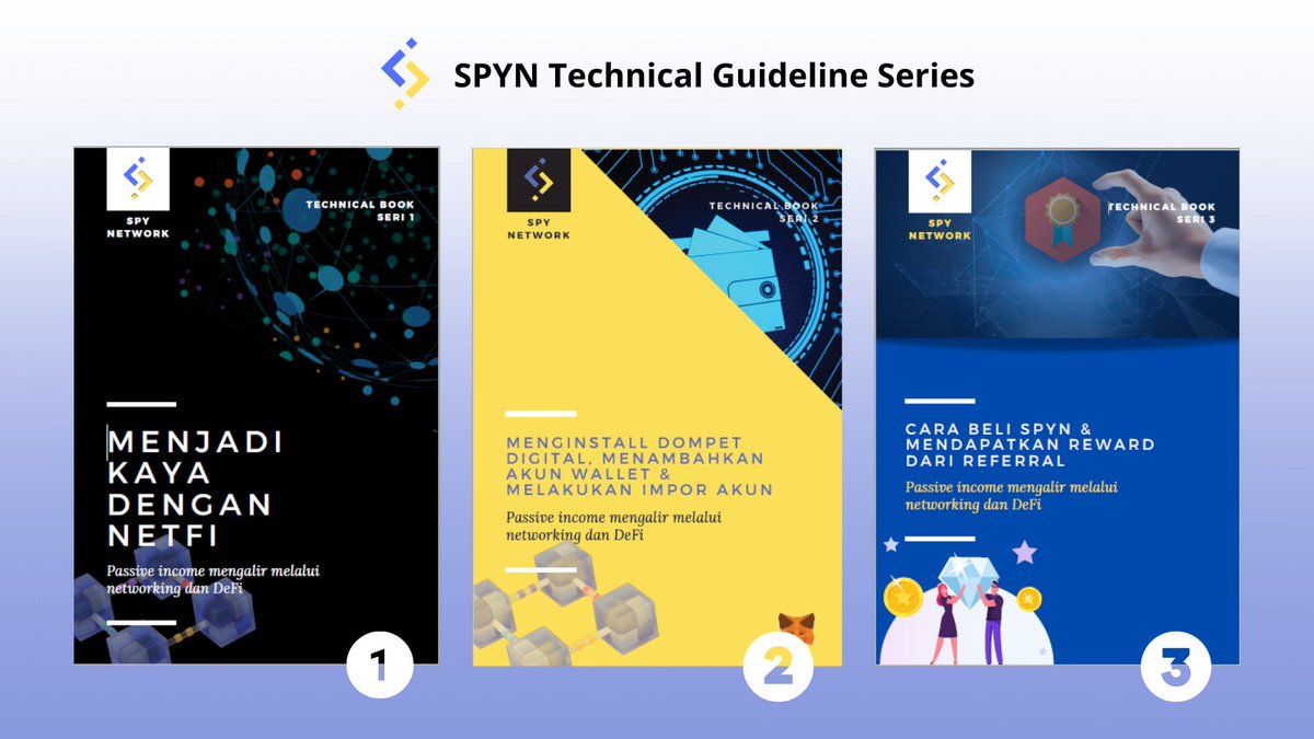 We have publish 3 series of Technical Guideline in Indonesian. Hopefully those series are enable to support #SPYN holders to build their network. Visit our download those resources and find out more information about SPYN #NetFi project.

#cryptocurrecy