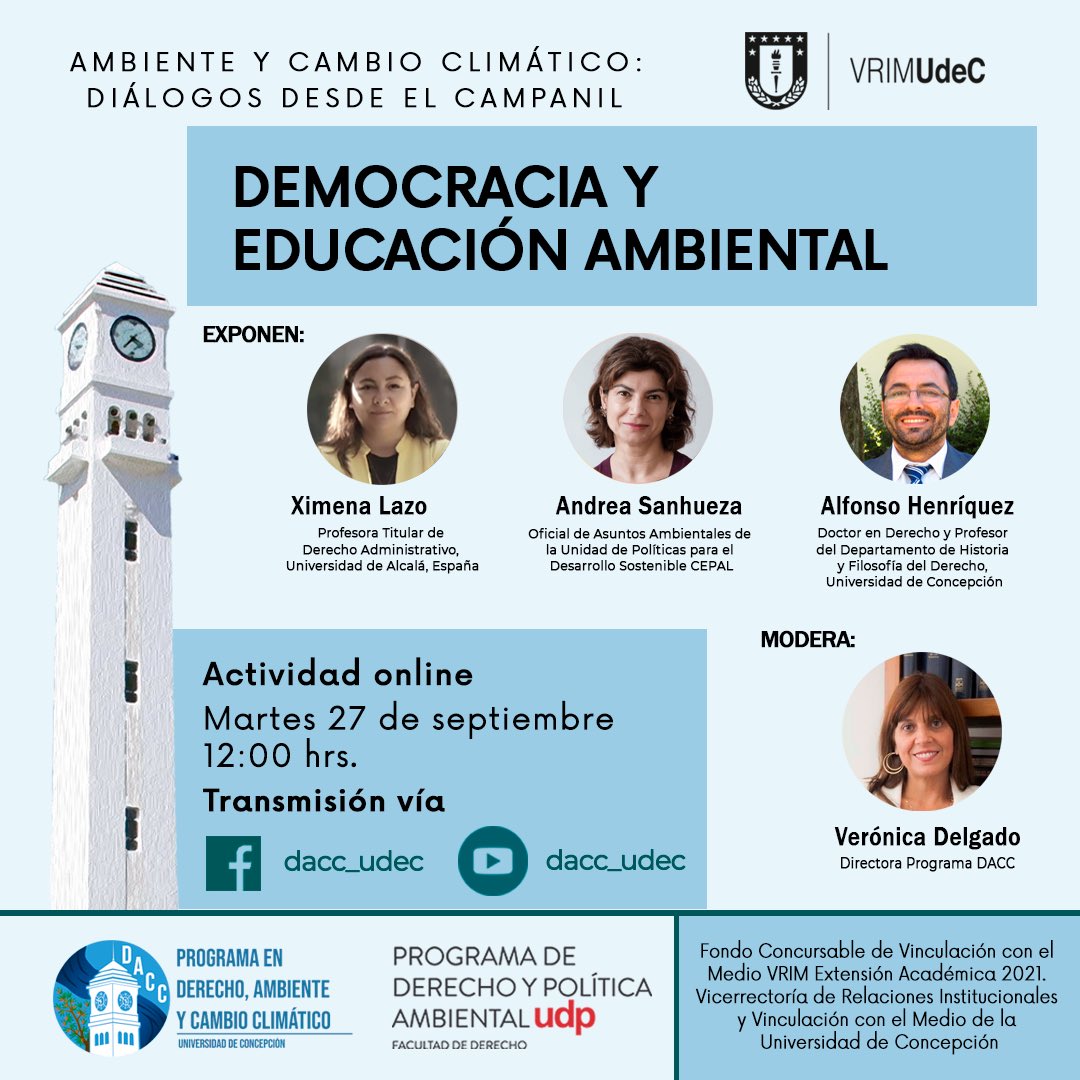 dacc_udec's tweet photo. 🧐¡Martes 27! Seminario «Democracia y educación ambiental»

➡️Expone Ximena Lazo @LazoVitoria , Andrea Sanhueza @andreasanhuezae y Alfonso Henríquez @AlfonsoHenriq20 .
➡️Transmisión: 
💻Youtube https://t.co/oRMNO16Y2L…
@verodelgadosch #FondosVcM @vrim_udec https://t.co/M1bX2mD9Ou