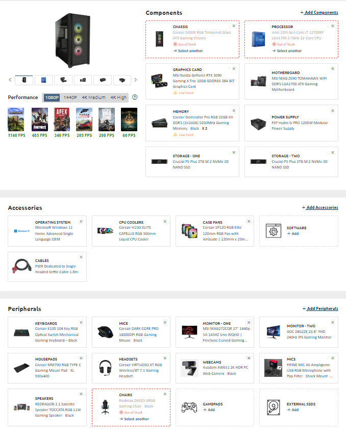 SiffLoaf's tweet photo. @PCBuilderZA my budget free dream build! 
would make it more spicy if there were more products in the catalogue I.E i9 12900kf, capture cards, RGB cable extensions etc. 

#ComicConPCBuilder https://t.co/EvORw5G1C5